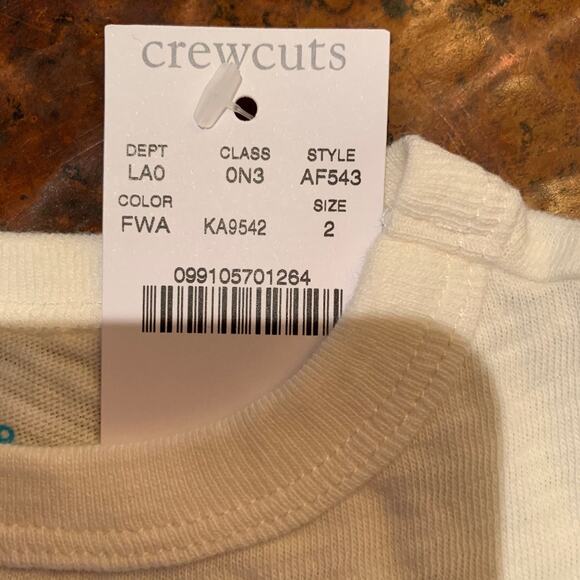 NWT J. Crew Boys' Ivory W/Fishing Pizza Walrus Graphic Long Sleeve Tee - SIZE 2 - Picture 6 of 8